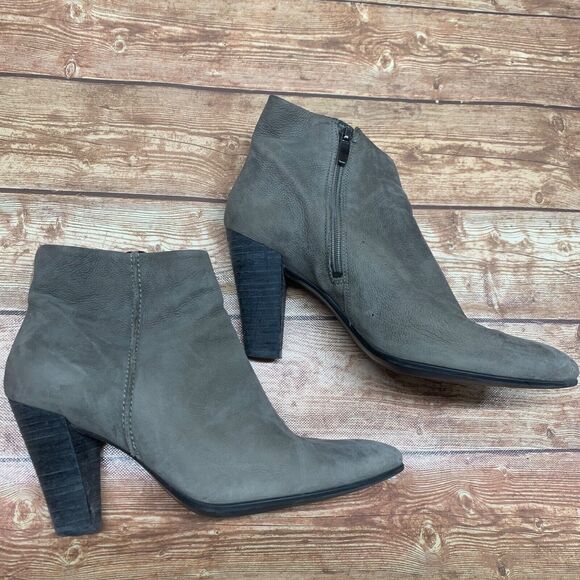 Ecco Ankle Boots Side Zip Nubuck Leather Heels Women’s Size 40 US 9 - 9.5 - Picture 2 of 16